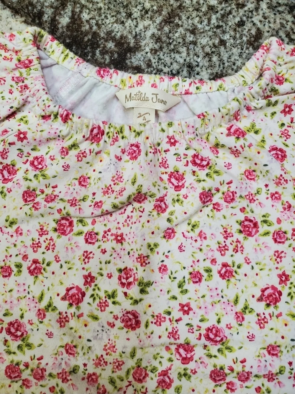 Matilda Jane Pink & White Floral Short-Sleeve Tee 4 Euc - Picture 3 of 3
